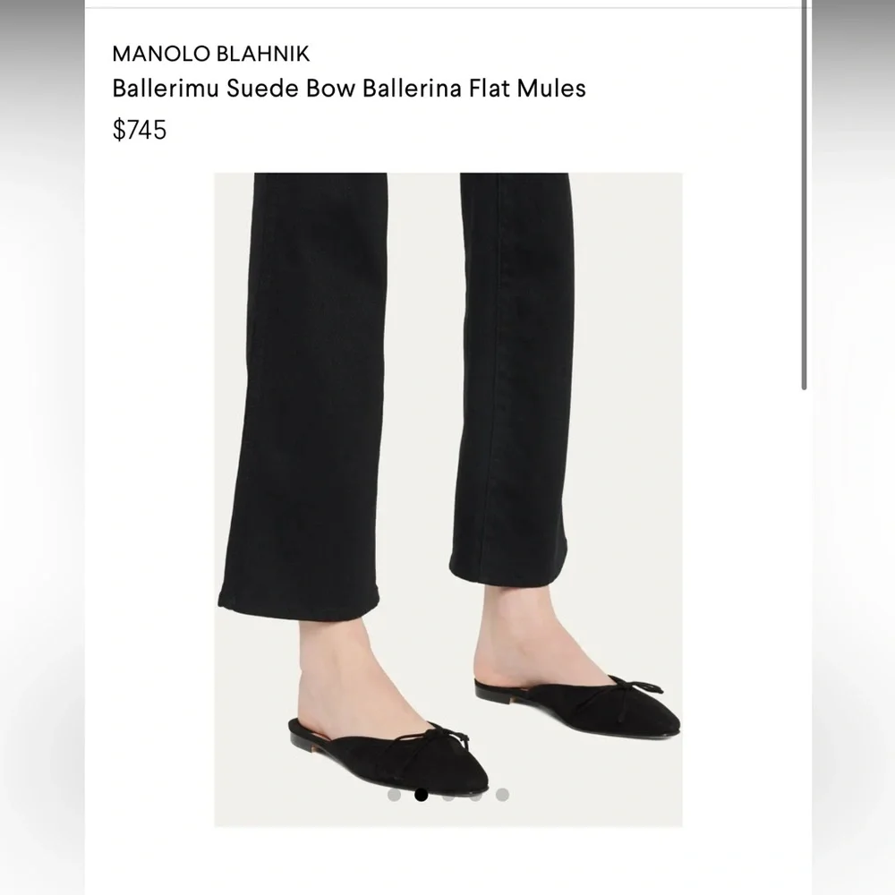 MANOLO BLAHNIK ballerimu mules - black size 39.5 - Picture 1 of 11